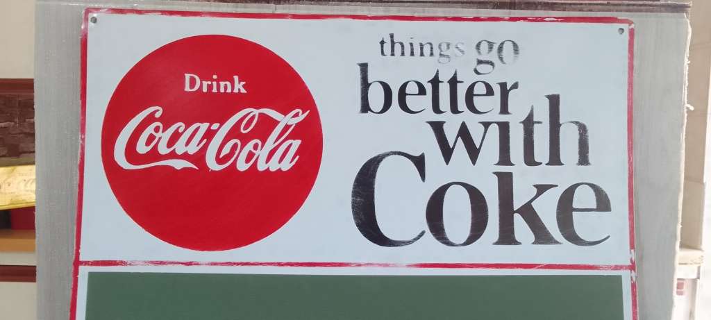 vintage coca cola menu board, tin